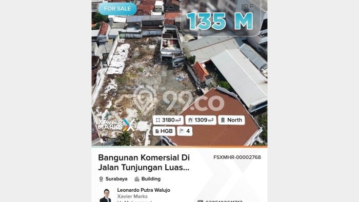 Komersial Dijual di Prime Area Surabaya Luas 1309m2 Komersial Dijual di Prime Area Surabaya Luas 1309m2