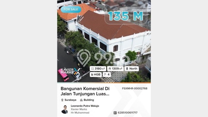 Komersial Dijual di Prime Area Surabaya Luas 1309m2 Komersial Dijual di Prime Area Surabaya Luas 1309m2