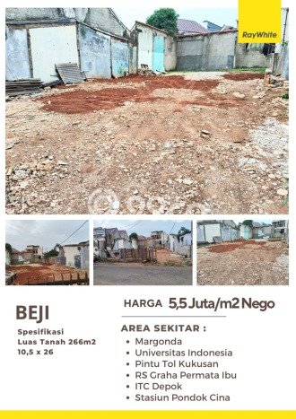 Tanah Kavling di Beji Dijual dengan Luas 266m2 Tanah Kavling di Beji Dijual dengan Luas 266m2
