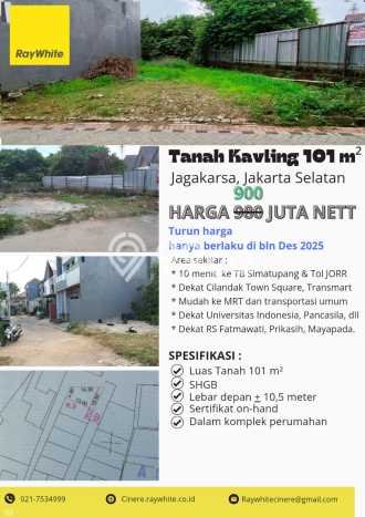 Tanah di Jagakarsa, Jakarta Selatan Luas 101m2 Dijual Segera Tanah di Jagakarsa, Jakarta Selatan Luas 101m2 Dijual Segera
