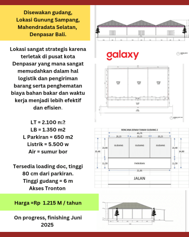 Disewakan Gudang di Kawasan Ramai Padangsambian Luas 1350m2 Disewakan Gudang di Kawasan Ramai Padangsambian Luas 1350m2