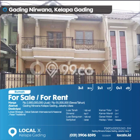 Hunian Eksklusif Siap Huni LT 102m2 di Kelapa Gading, Jakarta Utara Hunian Eksklusif Siap Huni LT 102m2 di Kelapa Gading, Jakarta Utara