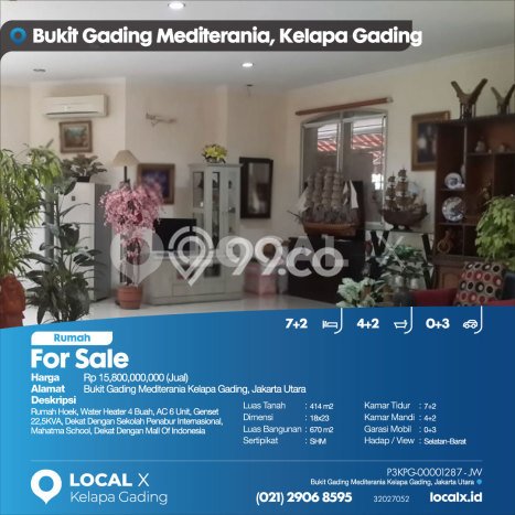 PROPERTI UNGGULAN! Rumah Premium area Kelapa Gading, LT 414m2m² LB 670m2m² PROPERTI UNGGULAN! Rumah Premium area Kelapa Gading, LT 414m2m² LB 670m2m²