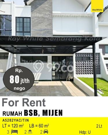 Rumah sewa siap pakai 3 KT di BSB City, Semarang Rumah sewa siap pakai 3 KT di BSB City, Semarang