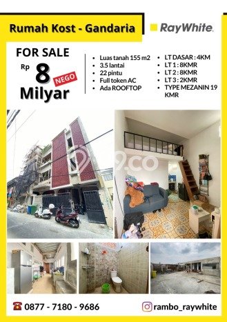 Dijual Kost di Kawasan Kebayoran Lama, Jakarta Selatan, Spesifikasi 22 KT, 22 KM, 600m2 Dijual Kost di Kawasan Kebayoran Lama, Jakarta Selatan, Spesifikasi 22 KT, 22 KM, 600m2
