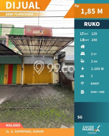 Ruko Paling Dicari LB 240m2 Dijual di Sukun Ruko Paling Dicari LB 240m2 Dijual di Sukun