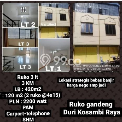 Unit Ruko Dijual di Jakarta Barat LT 120m2 & LB 420m2 Unit Ruko Dijual di Jakarta Barat LT 120m2 & LB 420m2