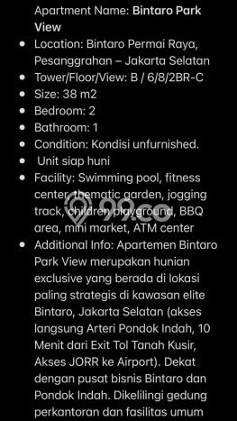 Apartemen Kawasan , 2 KT, Luas 40m2m², Area Premium Apartemen Kawasan , 2 KT, Luas 40m2m², Area Premium