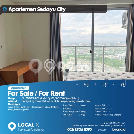 Apartemen Disewakan Terjangkau 0 KT / 1 KM di Kelapa Gading, Jakarta Utara Apartemen Disewakan Terjangkau 0 KT / 1 KM di Kelapa Gading, Jakarta Utara