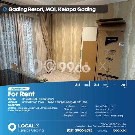 Ada Unit Hunian Hemat Disewa di Kelapa Gading, Jakarta Utara 3 BR Ada Unit Hunian Hemat Disewa di Kelapa Gading, Jakarta Utara 3 BR