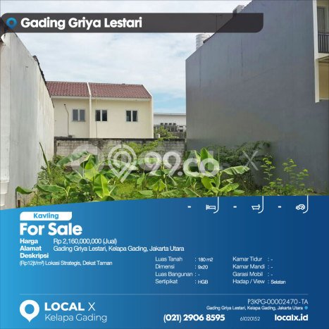 Kavling Tanah di Kelapa Gading Dijual Luas 180m2 Legalitas - Kavling Tanah di Kelapa Gading Dijual Luas 180m2 Legalitas -