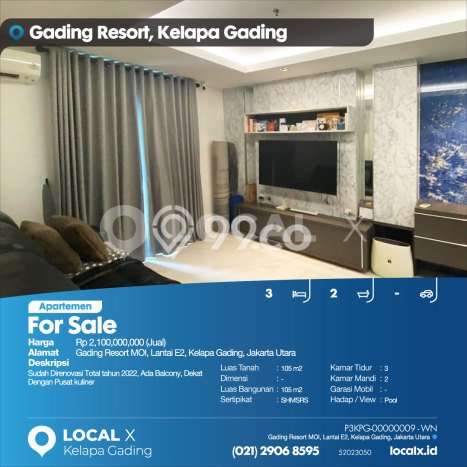 Untuk Dijual Apartemen Nyaman di Kelapa Gading Jakarta Utara 3 Kamar Tidur Untuk Dijual Apartemen Nyaman di Kelapa Gading Jakarta Utara 3 Kamar Tidur