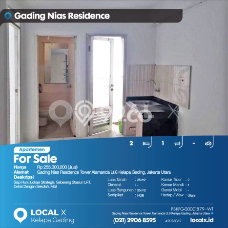 EXCLUSIVE PROPERTY! Apartemen di Kelapa Gading, 2 KT, Luas 35m2m², Area Strategis, View Kota EXCLUSIVE PROPERTY! Apartemen di Kelapa Gading, 2 KT, Luas 35m2m², Area Strategis, View Kota