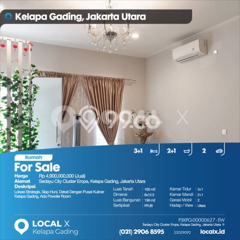 Siap Huni Rumah Mewah 3 Kamar di Kelapa Gading Dekat ke Mana Saja Siap Huni Rumah Mewah 3 Kamar di Kelapa Gading Dekat ke Mana Saja