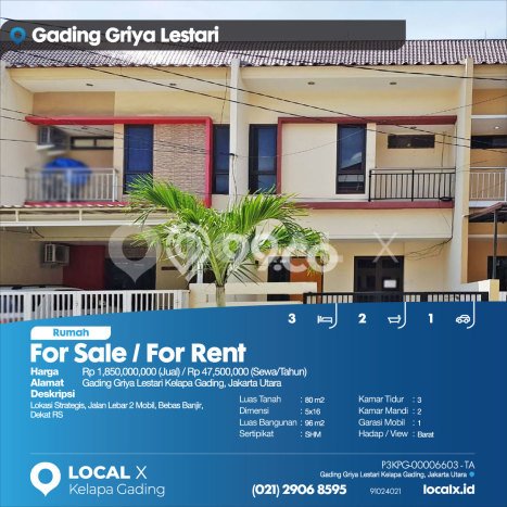 For Sale Rumah 3 Kamar Lokasi Ideal Bagus dan Strategis di Kelapa Gading For Sale Rumah 3 Kamar Lokasi Ideal Bagus dan Strategis di Kelapa Gading