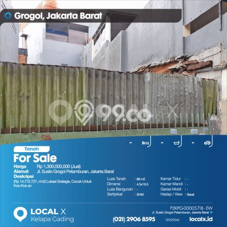 Dijual Tanah Lokasi Grogol, Jakarta Barat Seluas 88m2 Dijual Tanah Lokasi Grogol, Jakarta Barat Seluas 88m2