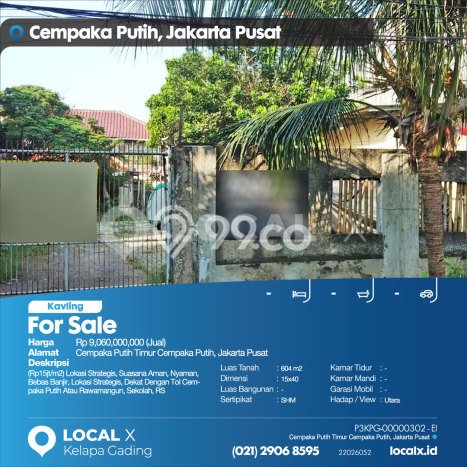 Dijual Tanah di Cempaka Putih Jakarta Pusat Luas 604m2 SHM Dijual Tanah di Cempaka Putih Jakarta Pusat Luas 604m2 SHM