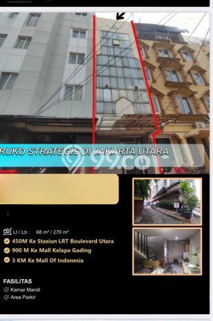 Dijual! Ruko di Sunter Jakarta Utara LT 68m2 / LB 270m2 Kawasan Strategis Dijual! Ruko di Sunter Jakarta Utara LT 68m2 / LB 270m2 Kawasan Strategis
