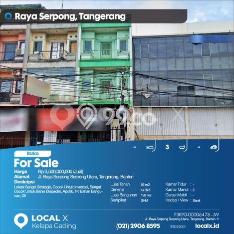 Ruko Usaha Dijual di Serpong Tangerang Selatan LT 66m2 & LB 198m2 Ruko Usaha Dijual di Serpong Tangerang Selatan LT 66m2 & LB 198m2