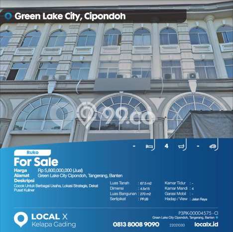 Unit Ruko Dijual di Cipondoh Tangerang Luas Bangunan 270m2 Unit Ruko Dijual di Cipondoh Tangerang Luas Bangunan 270m2