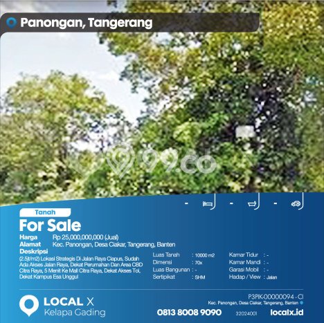 Dijual Tanah di Panongan Tangerang Luas 10000m2 SHM Dijual Tanah di Panongan Tangerang Luas 10000m2 SHM