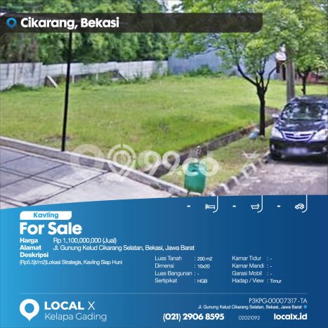Tanah Siap Bangun Dijual di Bekasi Punya Luas 200m2 Tanah Siap Bangun Dijual di Bekasi Punya Luas 200m2
