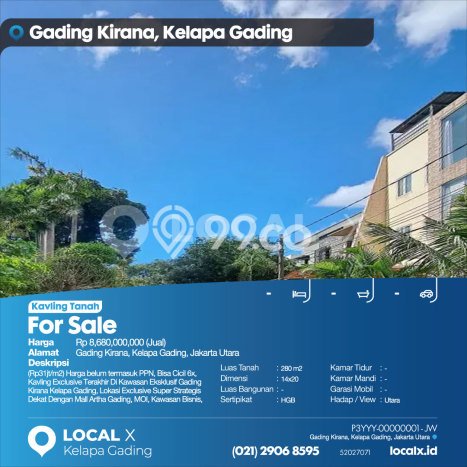 Tanah Komersial Dijual di Kelapa Gading Jakarta Utara 280m2 Tanah Komersial Dijual di Kelapa Gading Jakarta Utara 280m2