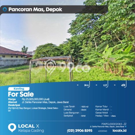 Tanah Komersial Dijual di Pancoran Mas Depok 1620m2 Tanah Komersial Dijual di Pancoran Mas Depok 1620m2