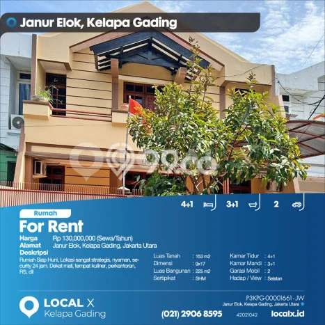 Lokasi terbaik! Rumah siap pakai disewakan di Kelapa Gading LB 225m2 Lokasi terbaik! Rumah siap pakai disewakan di Kelapa Gading LB 225m2