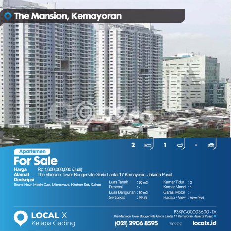 Apartemen Modern Dijual di Kemayoran, Jakarta Pusat Punya 2 KT / 1 Kamar Mandi Apartemen Modern Dijual di Kemayoran, Jakarta Pusat Punya 2 KT / 1 Kamar Mandi