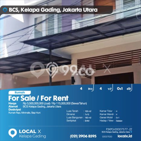 Hunian Mewah Dijual LT 105m2 di Kelapa Gading, Jakarta Utara Hunian Mewah Dijual LT 105m2 di Kelapa Gading, Jakarta Utara