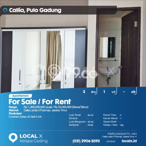 Apartemen Cozy Dijual di Jakarta Timur Spesifikasi 2 KT, 1 KM Apartemen Cozy Dijual di Jakarta Timur Spesifikasi 2 KT, 1 KM