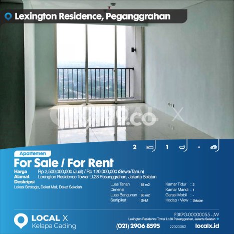 Siap Huni Apartemen di Jakarta Selatan 2 Kamar & 1 Kamar Mandi, Luas 88m2 Siap Huni Apartemen di Jakarta Selatan 2 Kamar & 1 Kamar Mandi, Luas 88m2