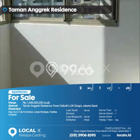 Apartemen Favorit Nyaman Dijual di Jakarta Barat dengan 2 Kamar Tidur Apartemen Favorit Nyaman Dijual di Jakarta Barat dengan 2 Kamar Tidur