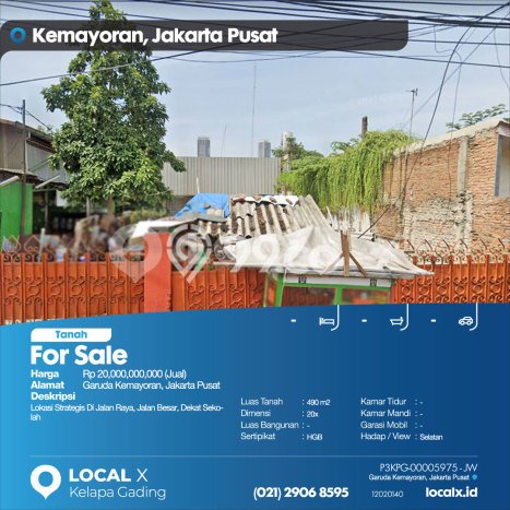 Tanah Komersial Dijual di Kemayoran Jakarta Pusat 490m2 Tanah Komersial Dijual di Kemayoran Jakarta Pusat 490m2