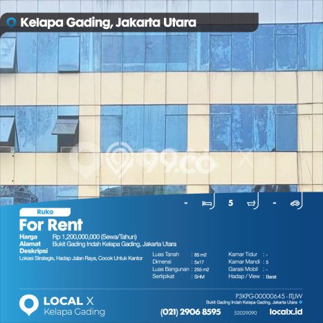 Ruko untuk disewa di Kelapa Gading punya LT 85m2 & LB 255m2 harga sewa kompetitif Ruko untuk disewa di Kelapa Gading punya LT 85m2 & LB 255m2 harga sewa kompetitif