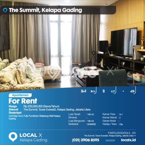 Apartemen Murah dengan 3 BR & 2 KM di Kelapa Gading Jakarta Utara Apartemen Murah dengan 3 BR & 2 KM di Kelapa Gading Jakarta Utara