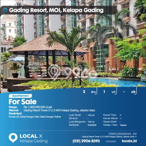 Unit Apartemen Dijual di Kelapa Gading, Jakarta Utara, dengan 2 Bedroom, 1 Bathroom Unit Apartemen Dijual di Kelapa Gading, Jakarta Utara, dengan 2 Bedroom, 1 Bathroom