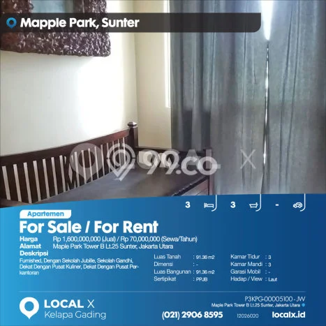 Sewa Apartemen Murah di Sunter 3 Bedroom Sewa Apartemen Murah di Sunter 3 Bedroom