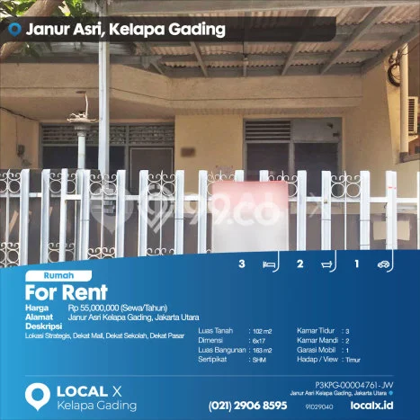 Disewakan Rumah Konsep Modern di Kelapa Gading Jakarta Utara dengan 3 KT Disewakan Rumah Konsep Modern di Kelapa Gading Jakarta Utara dengan 3 KT