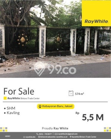 Jual Tanah Kawasan Kebayoran Baru, Luas 574m2m², Kawasan Nyaman Jual Tanah Kawasan Kebayoran Baru, Luas 574m2m², Kawasan Nyaman