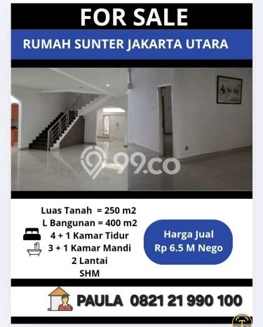 For Sale! Luxury House LT 250m2 Desain Elegan di Sunter For Sale! Luxury House LT 250m2 Desain Elegan di Sunter
