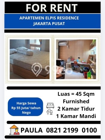 Apartemen Minimalis untuk Disewa, 2 Kamar di Jakarta Pusat Apartemen Minimalis untuk Disewa, 2 Kamar di Jakarta Pusat