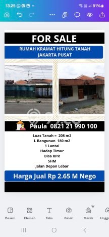 Lahan Dijual Lokasi Strategis di Jakarta Pusat dengan Luas 208m2 Lahan Dijual Lokasi Strategis di Jakarta Pusat dengan Luas 208m2