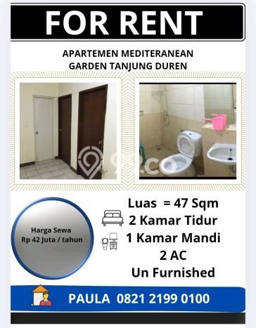 Sewa Apartemen Terjangkau 2 KT di Tanjung Duren Jakarta Barat Sewa Apartemen Terjangkau 2 KT di Tanjung Duren Jakarta Barat