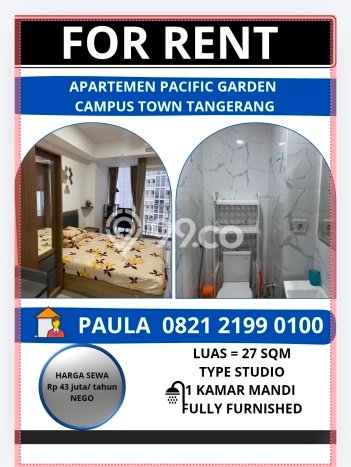 Apartemen Nyaman untuk Disewa, 0 Kamar di Tangerang Apartemen Nyaman untuk Disewa, 0 Kamar di Tangerang