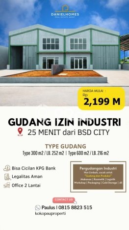 Gudang Bagus LT 300m2 LB 252m2 Dijual di Serpong Utara Tangerang Selatan Gudang Bagus LT 300m2 LB 252m2 Dijual di Serpong Utara Tangerang Selatan