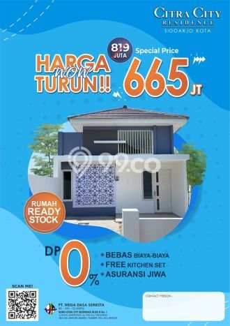Rumah 2 KT 1 KM di Kawasan Sidoarjo, Sidoarjo Rumah 2 KT 1 KM di Kawasan Sidoarjo, Sidoarjo