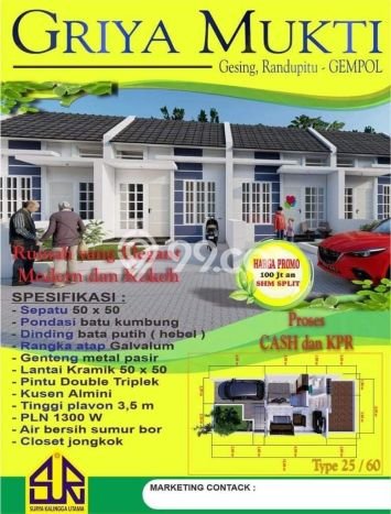 Hunian Asri Gempol, Lingkungan Sejuk - 2 KT Hunian Asri Gempol, Lingkungan Sejuk - 2 KT