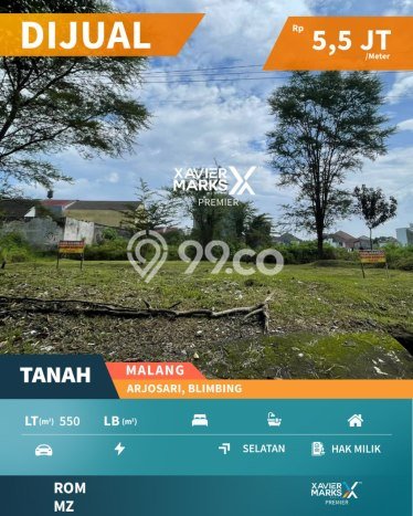 Tanah Komersial Dijual di Blimbing Malang 550m2 Tanah Komersial Dijual di Blimbing Malang 550m2
